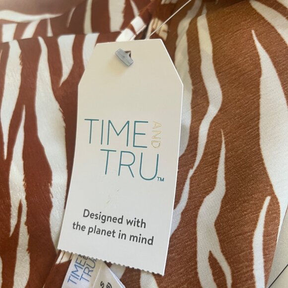 Time And Tru Womens Zebra Print Woven Cami Brown Size Small (4-6) New - Picture 10 of 10